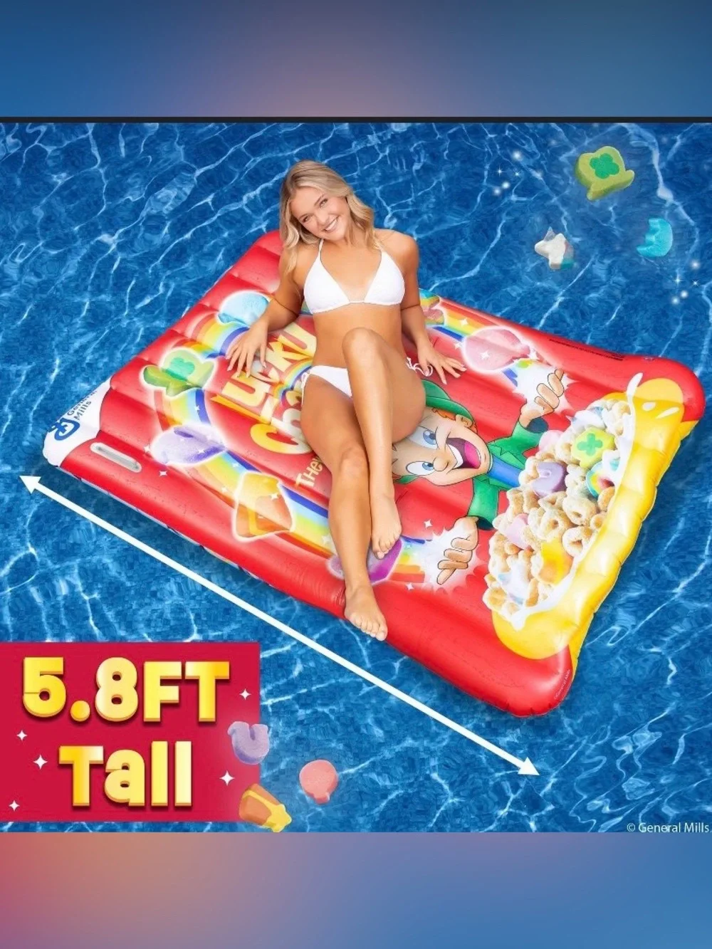Lucky Charms Two-Sided 5ft 8in pool float - Rainbow & Red